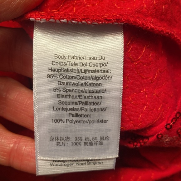 DKNY red size small sequin covered T-shirt - Picture 8 of 8
